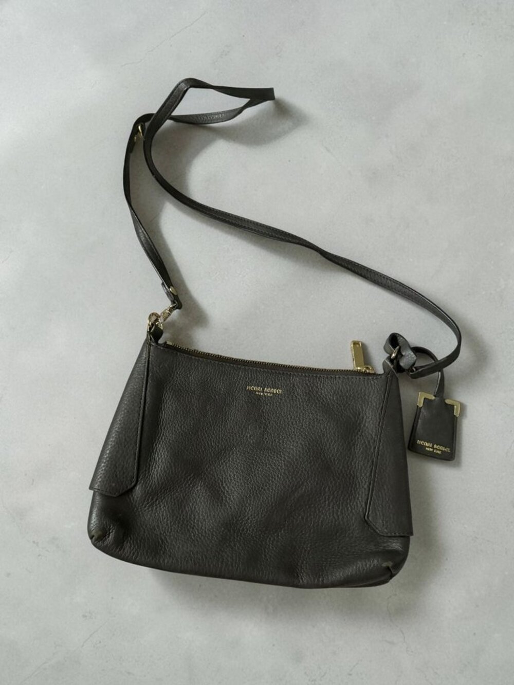 HENRI BENDEL Gray Leather Crossbody Handbag Bag